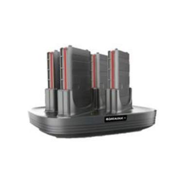 DATALOGIC USA 4-Slot Battery Charger for MEMOR 10 - Black & Clear | Fast Charging Station | Perfect for Warehouse, Retail & Logistics Use