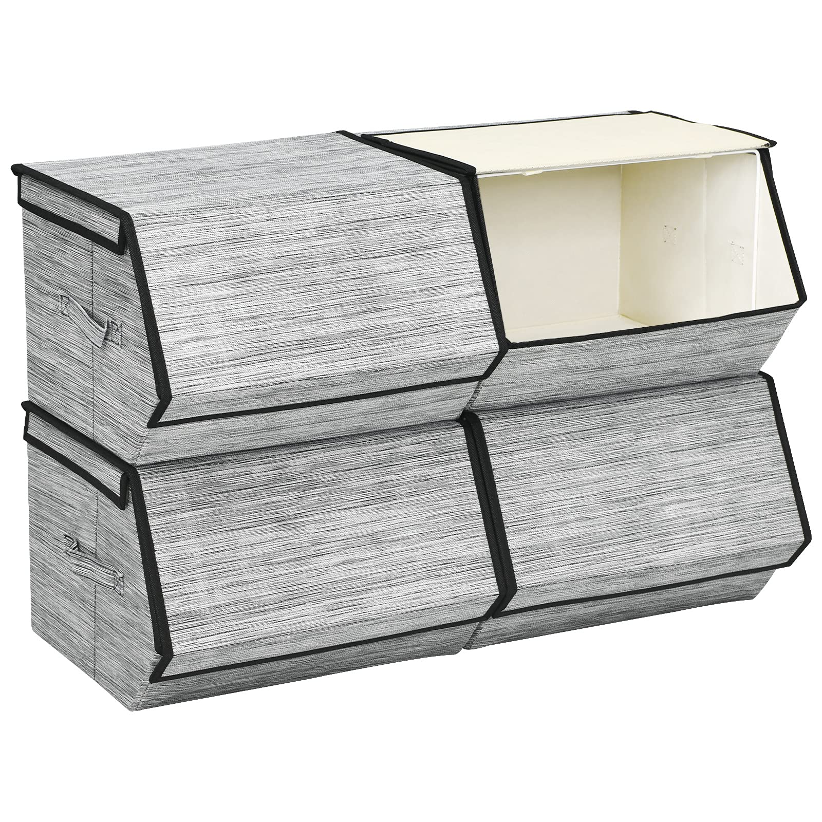 Giantex 4-Pack Stackable Fabric Storage Bins with Lids & Handles - 15