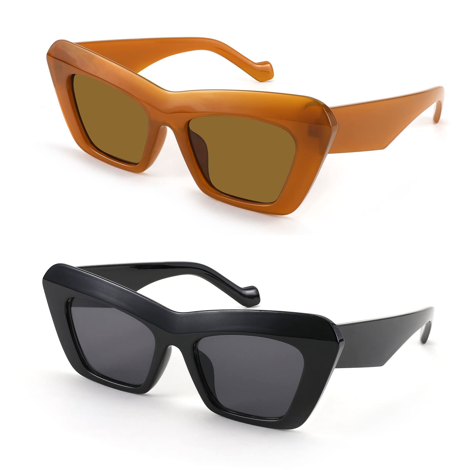 Karsaer Retro Vintage Cateye Sunglasses for Women - Square Frame 90s Style Sunglasses, Trendy Classic 70s Shades - Perfect for Beach, Driving & Fashion Accessories