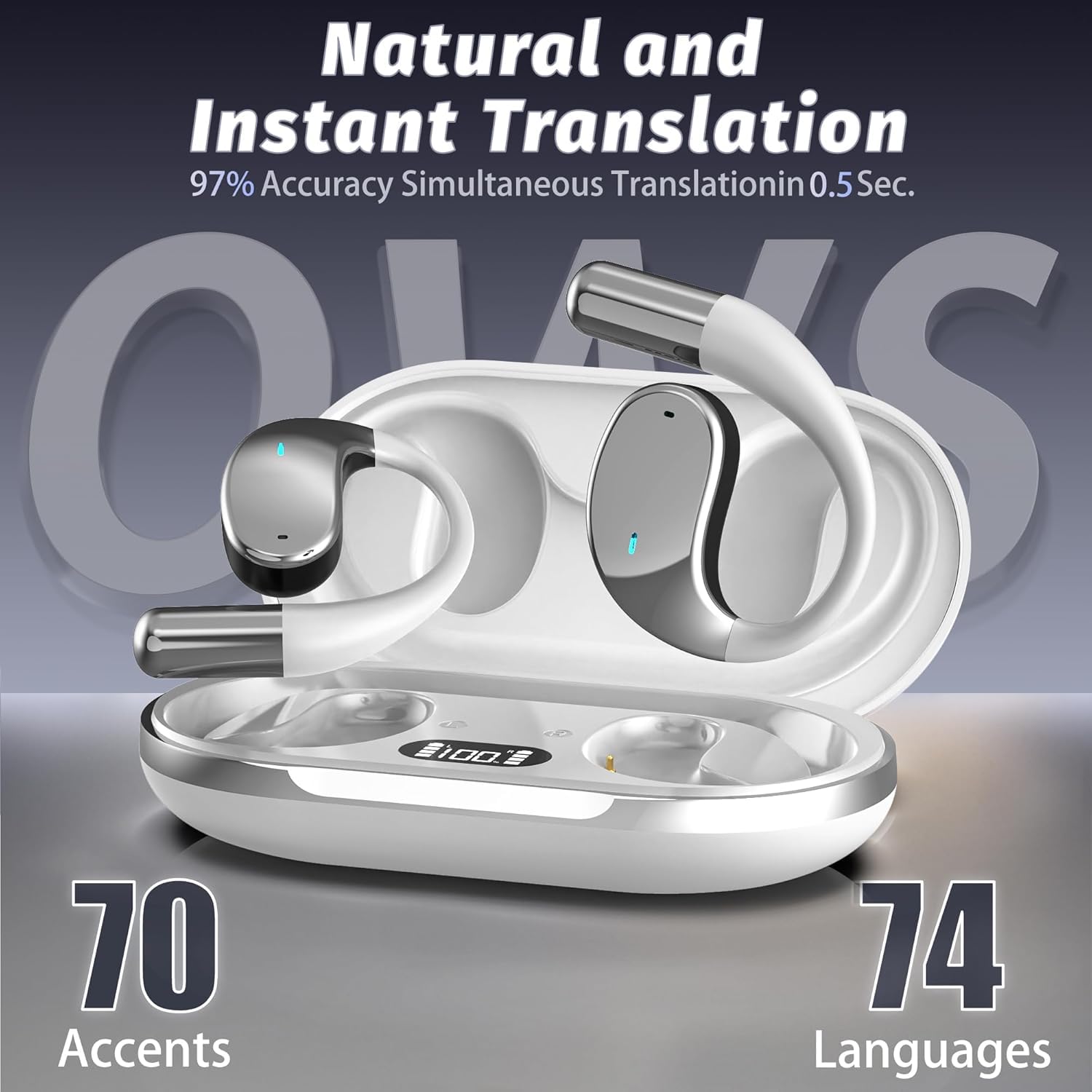 Wireless Earbuds with Real-Time AI Language Translation | 3-in-1 Bluetooth Earbuds with HD Sound & Long Battery Life | Perfect for Business Meetings, Language Learning & International Travel | No Subscription Fee (Black)