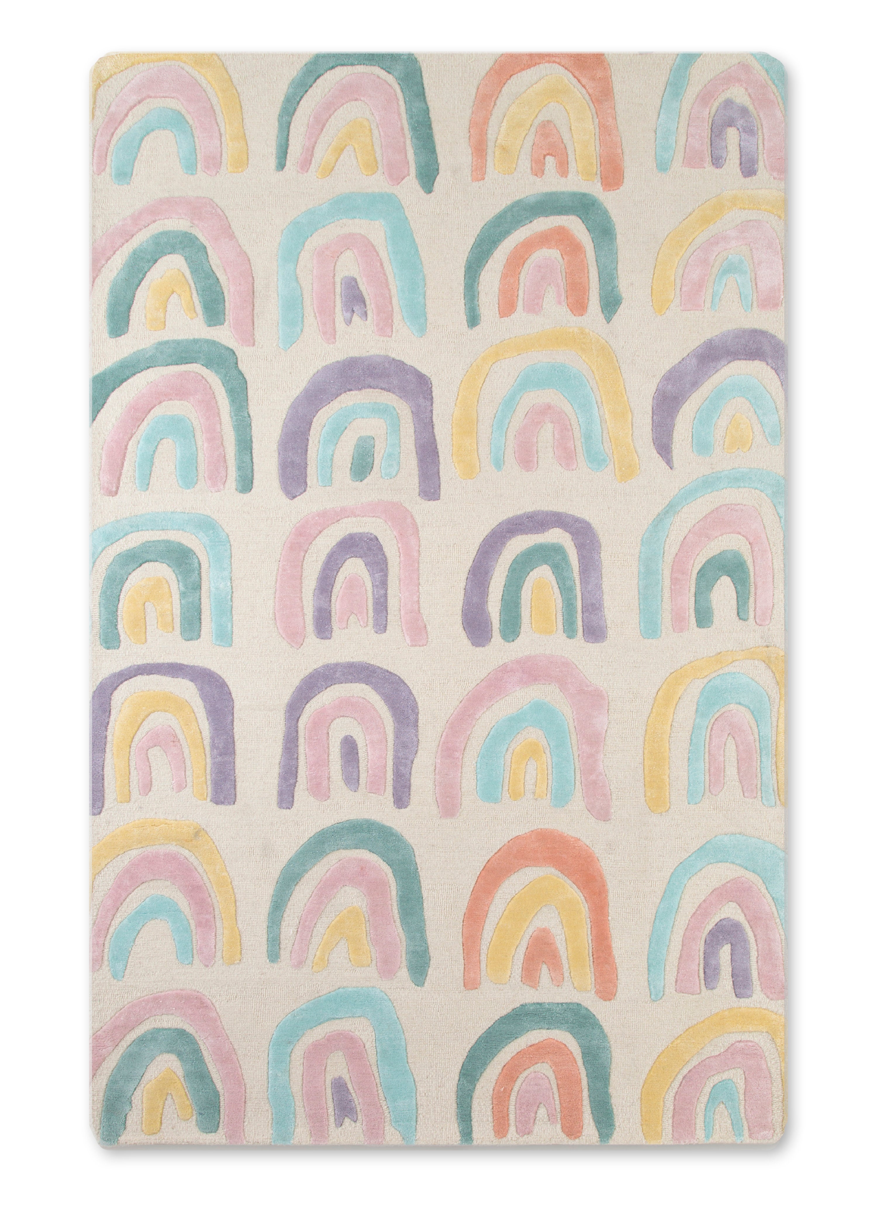 Over the Rainbow Hand Tufted Wool Blend Area Rug 5x8 - Soft Bohemian Style Rug for Living Room, Bedroom & Nursery Decor