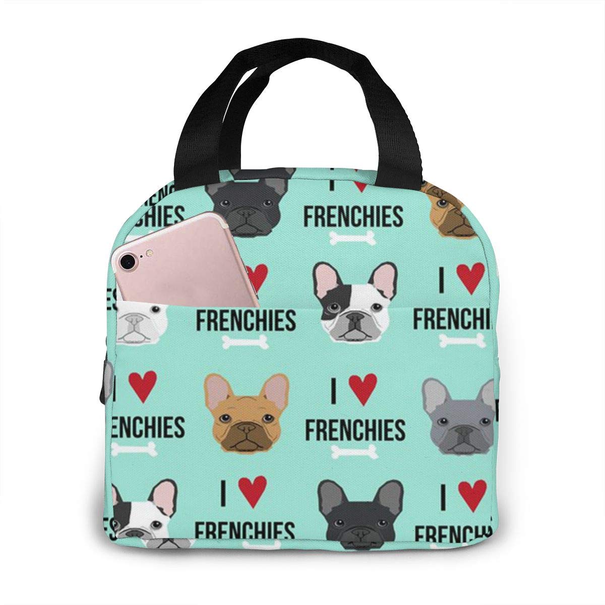 **Insulated Frenchie Dog Lunch Bag for Women, Girls & Kids - Thermal Picnic Cooler Tote, Large Leakproof Bento Meal Prep Bag - Perfect for School, Work, Camping, Travel & Fishing**
