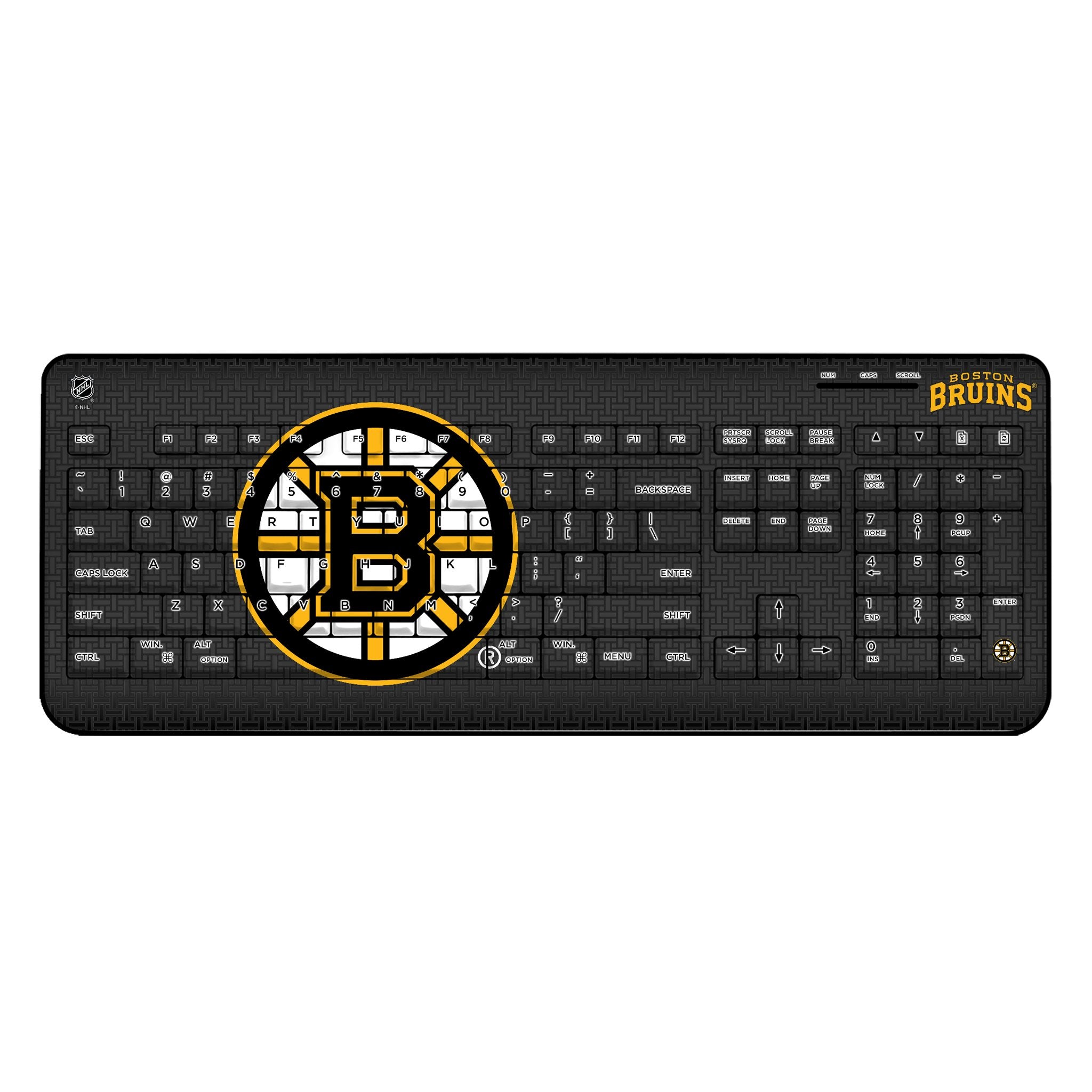 Boston Bruins Themed Wireless USB Keyboard - NHL Gaming & Office Work for Bruins Fans