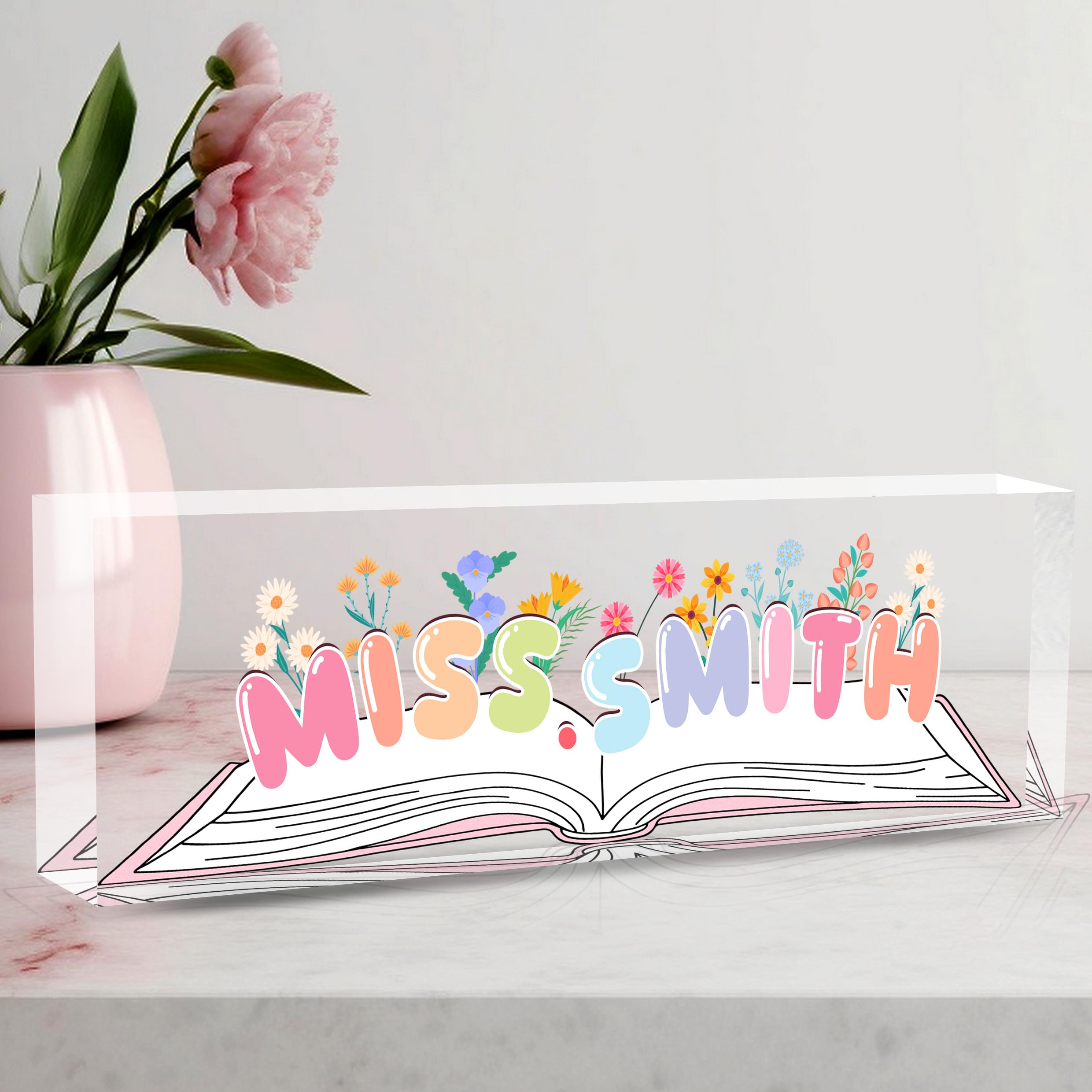 Personalized Acrylic Teacher Name Plate for Desk - Custom Office Nameplate for Educators - Perfect Teacher Appreciation Gift & Desk Decor for Classrooms, Offices & Home Workspaces