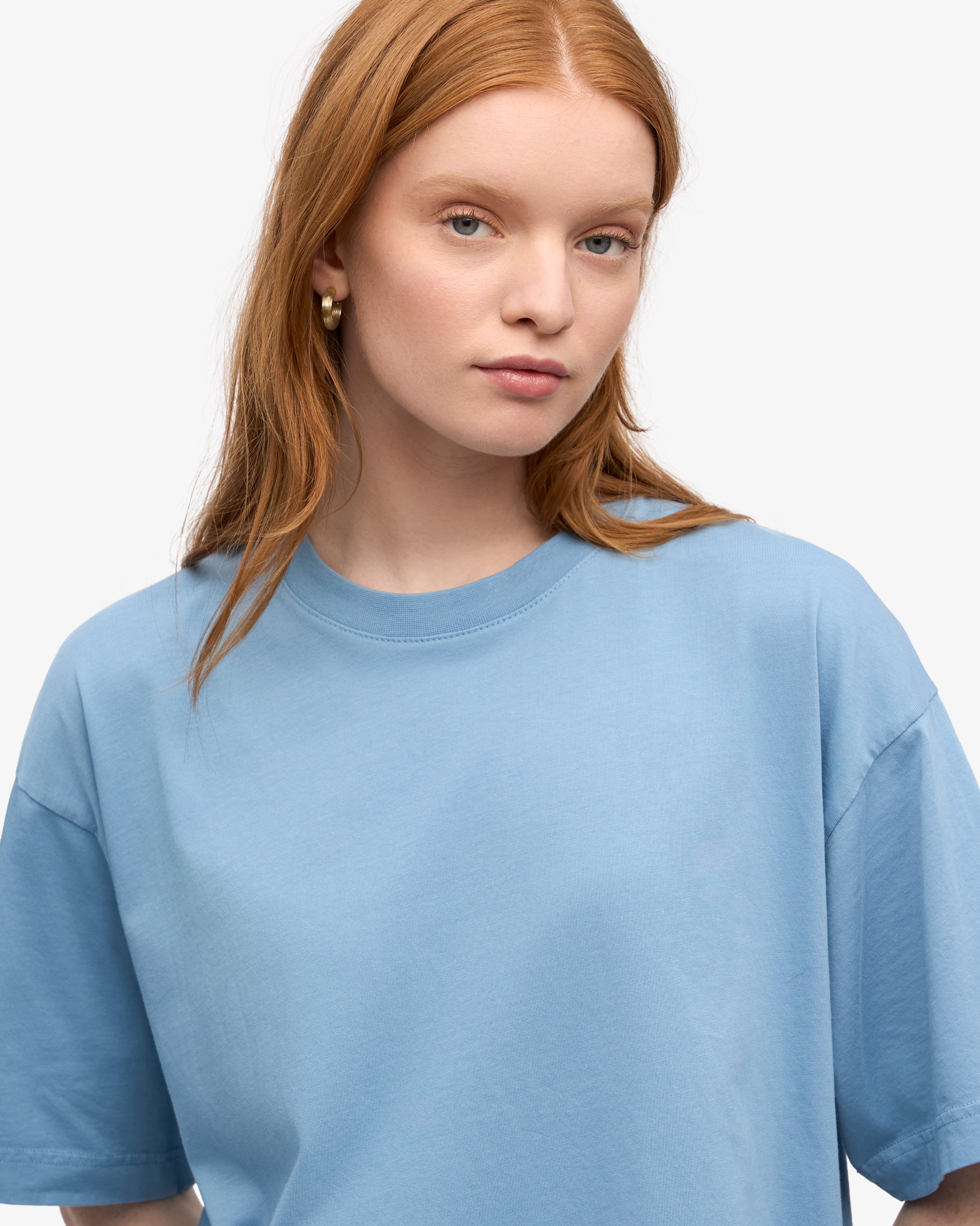 Oversized Organic Cotton T-Shirt for Women - Soft & Comfortable Seaside Blue Tee - Perfect for Casual Wear, Beach Outings, and Relaxing at Home