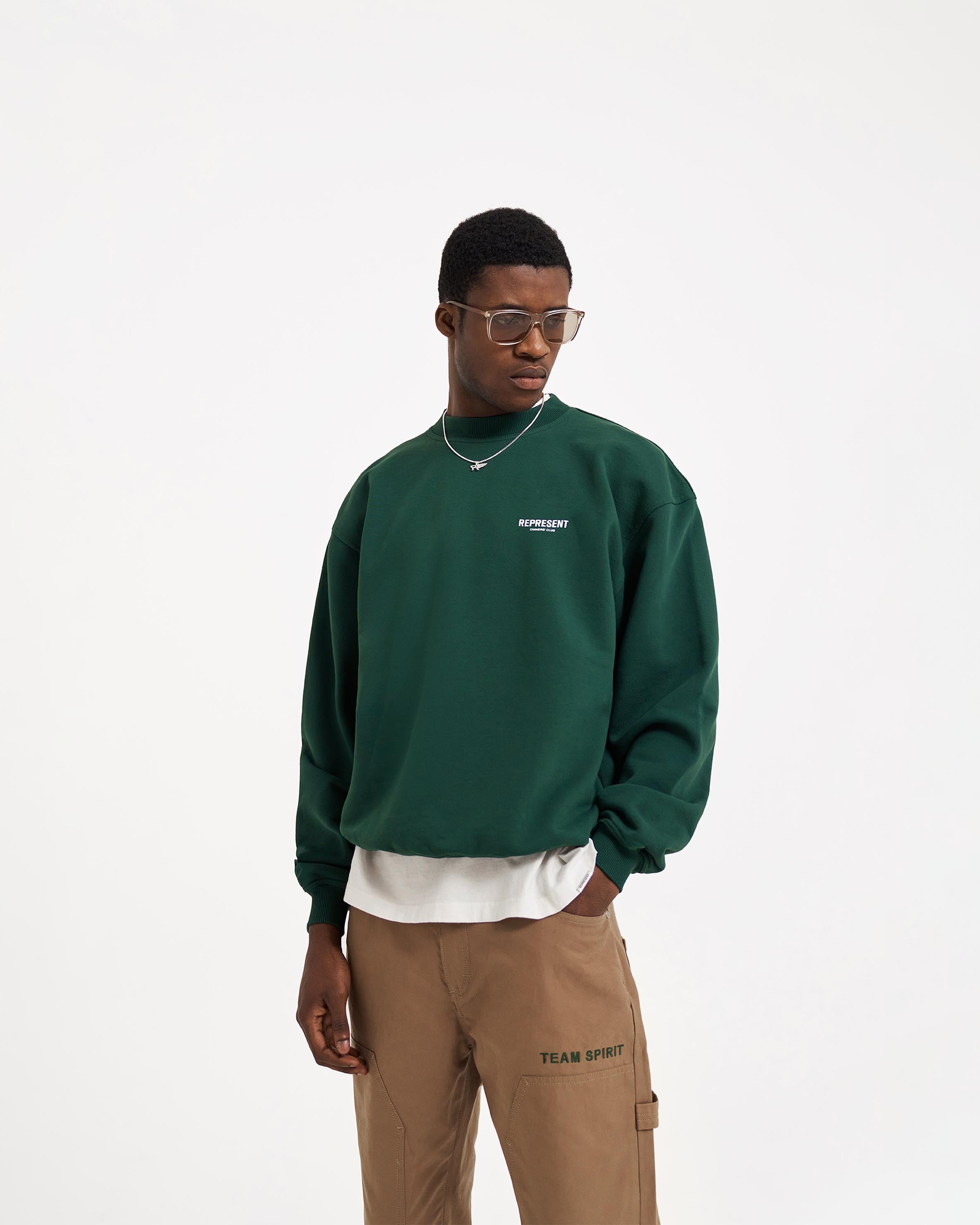 Represent Owners Club Sweater - Premium Racing Green Knitwear for Men | Streetwear Fashion & Casual Winter Outfit