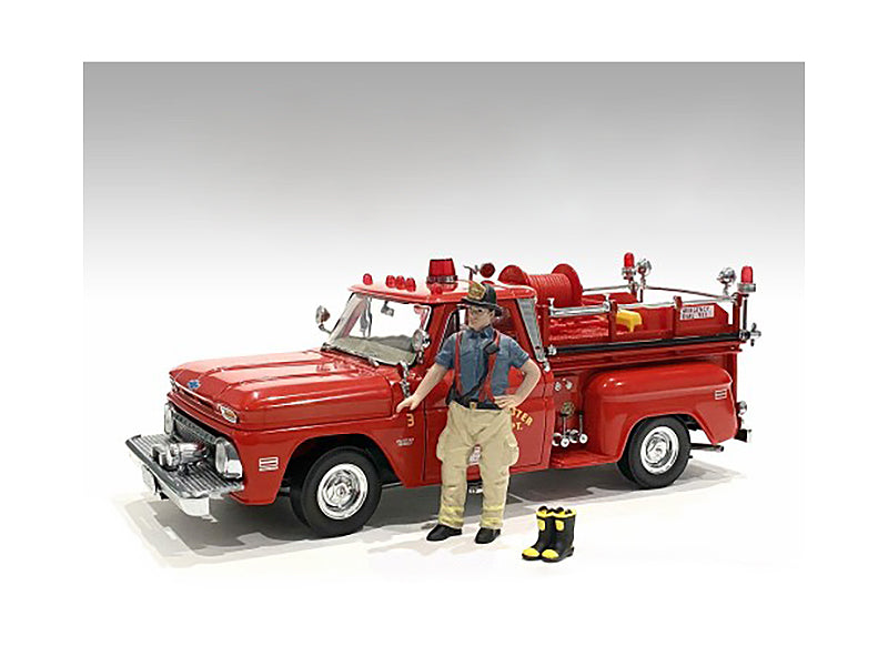 1/24 Scale Firefighter Figure with Boots Accessory - Realistic American Diorama Model for Collectors & Diorama Scenes - Perfect for Fire Station Displays & Emergency Rescue Scenarios
