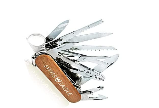 Swiss Eagle Premium Multi-Tool Pocket Knife for Men - 30-in-1 Stainless Steel Survival Tool with Pliers, Screwdrivers & Bottle Opener - Perfect for Camping, Hiking, Outdoor Adventures & Everyday Carry (EDC)