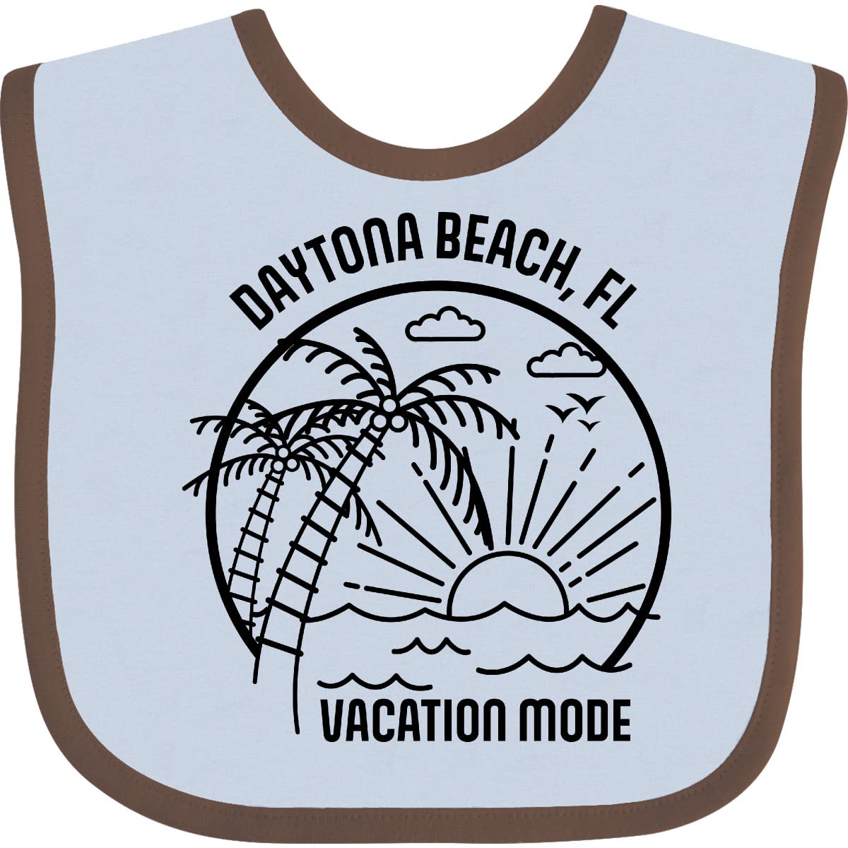 Inktastic Summer Vacation Mode Daytona Beach Florida Baby Bib - Soft Cotton Drool Bib for Infants & Toddlers - Perfect for Beach Trips, Travel & Outdoor Adventures