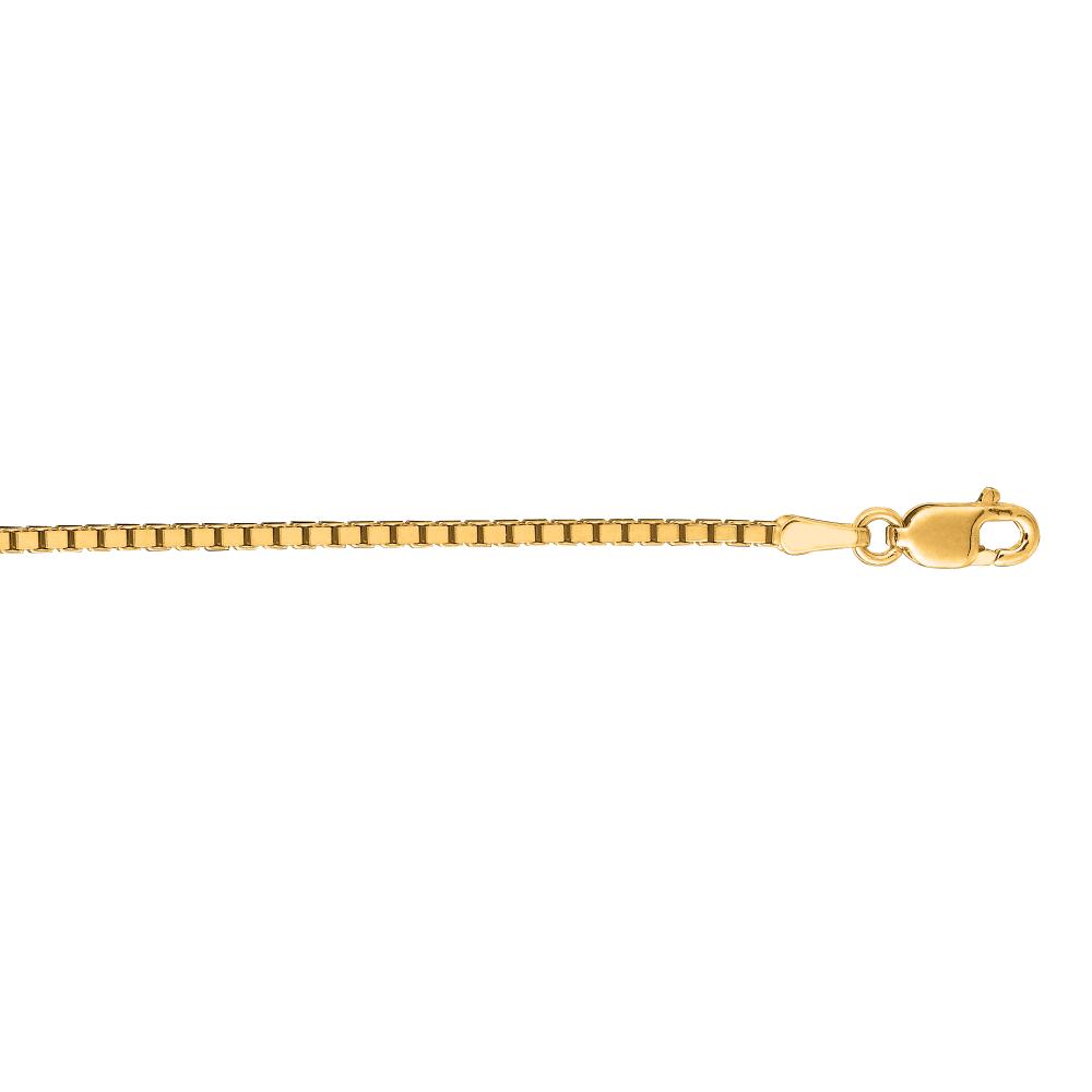 10K Gold 1.4mm Classic Box Chain Necklace for Men & Women - Durable Thin Gold Chain for Everyday Wear, Layering & Gifting