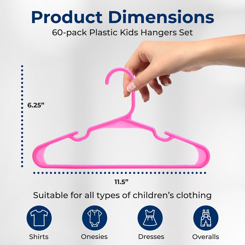 Durable Plastic Kids Hangers - Non-Slip Children's Clothes Hangers (Set of 10) for Organizing Closets, Nursery, and Travel