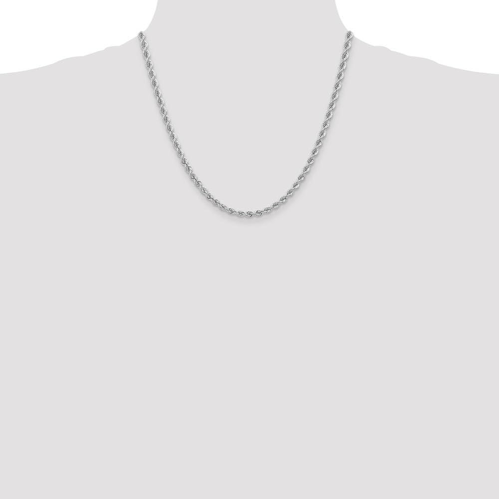 The Black Bow 4mm 14k White Gold Handmade Solid Rope Chain Necklace - Perfect for Elegant Evening Wear and Special Occasions