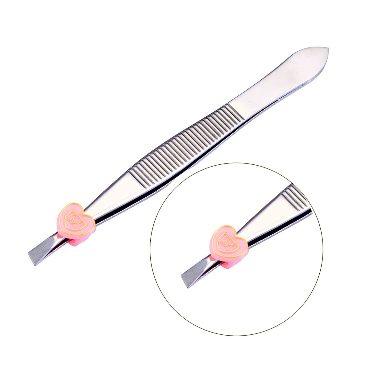 Premium Stainless Steel Facial Hair & Eyebrow Tweezers - Slant Tip for Precise Grooming - Perfect for Eyebrows, Chin, Upper Lip & Unwanted Facial Hair Removal at Home or Salon