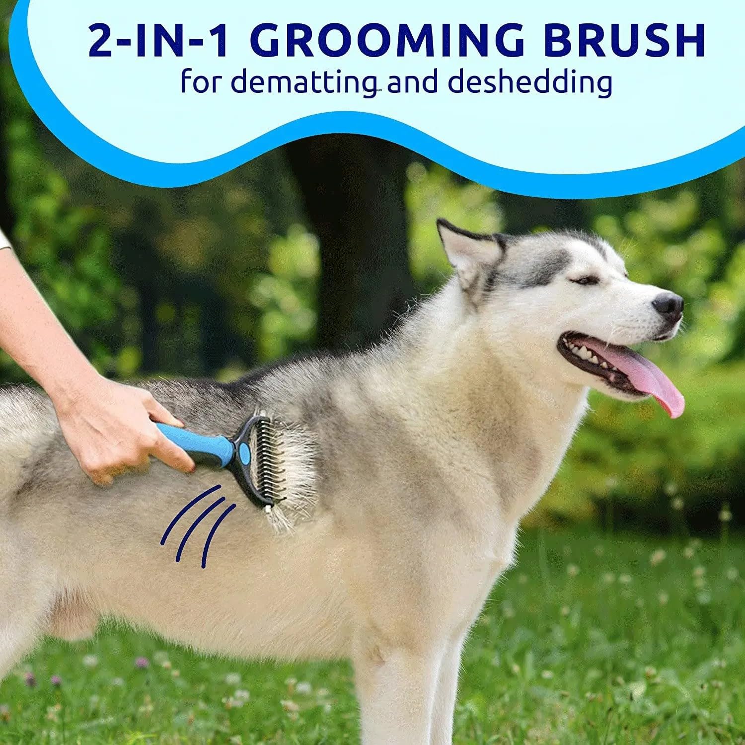 Premium Pet Deshedding Brush for Dogs & Cats - Double Sided Grooming Tool with Undercoat Rake & Shedding Comb | Safe Fur Removal & Mat Detangler for Matted Hair | Perfect for Home Grooming & Shedding Season Care (Blue)