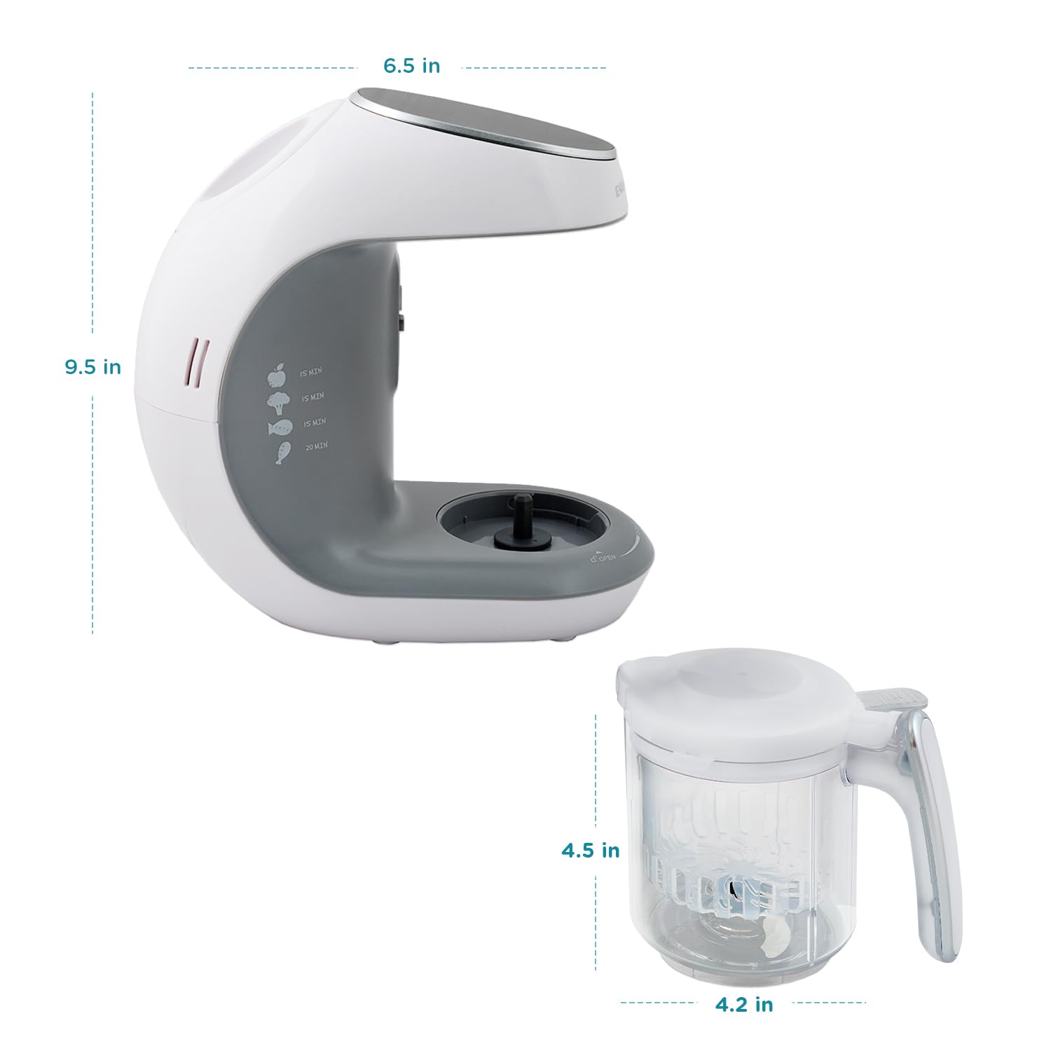 EVLA'S Baby Food Maker & Steamer Blender - 6-in-1 Baby Food Processor for Healthy Homemade Purees in Minutes | Touch Screen Control with 6 Reusable Food Pouches | Perfect Baby Shower Gift & Registry Essential | Ideal for Making Organic Baby Food at Home (White)