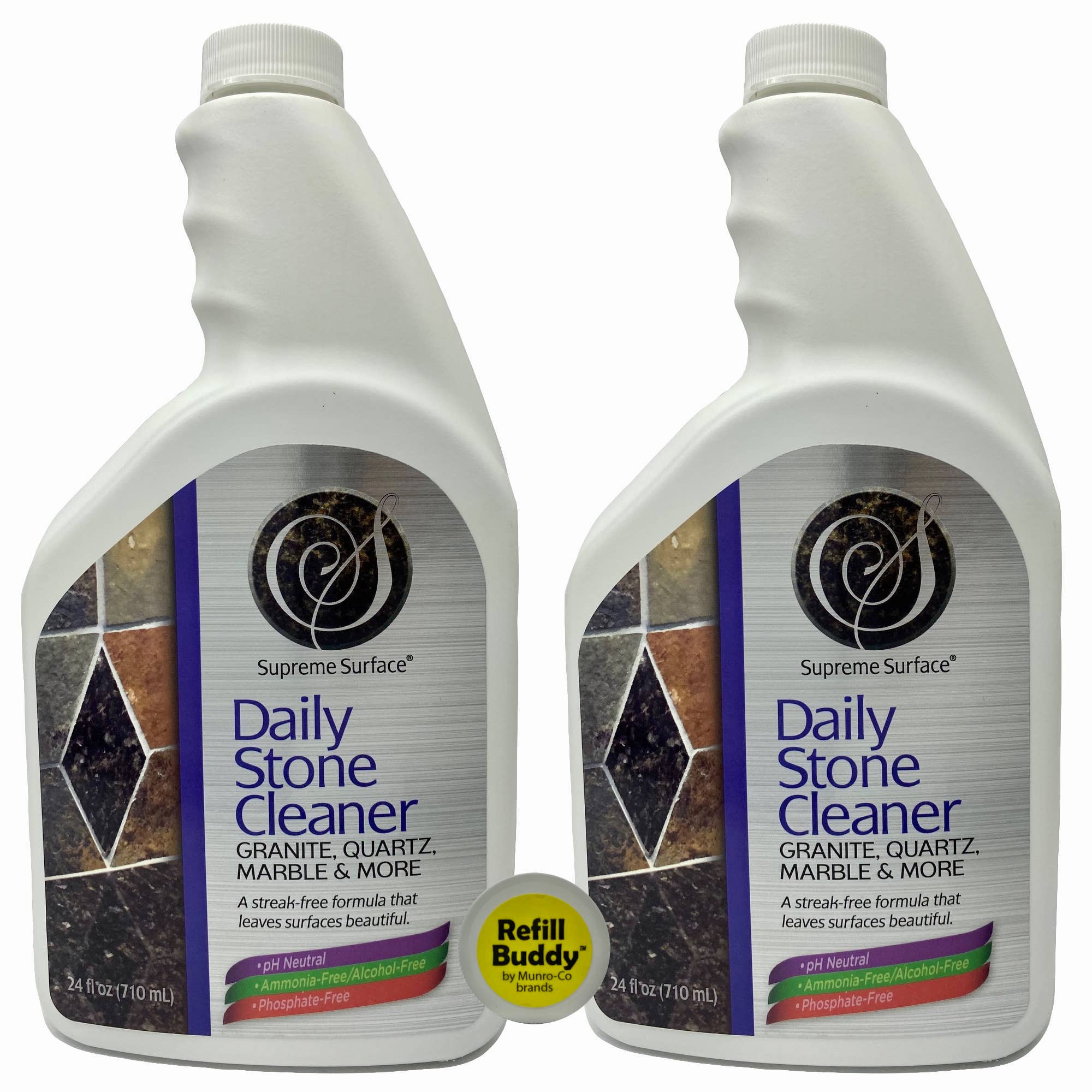 Premium Daily Stone Cleaner - 2 Pack for Granite, Marble & Quartz | Deep Cleaning & Stain Removal for Kitchen Countertops & Bathroom Surfaces