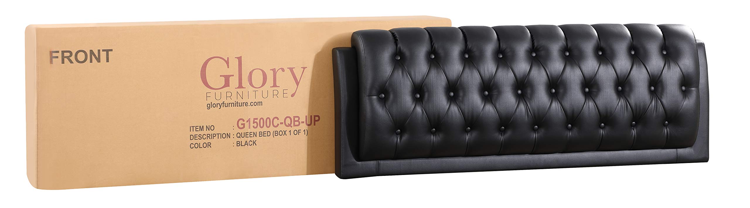 Glory Furniture Full Size Sleigh Bed Frame in Black - 2-Piece Set for Master Bedroom or Guest Room Decor