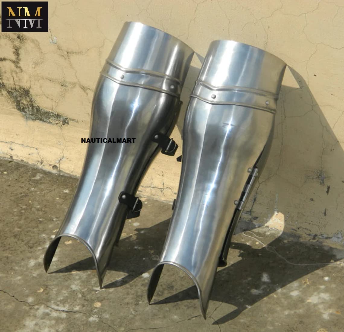 Authentic Medieval Leg Greaves Armor - Historical Knight Costume Replica for LARP, Cosplay & Renaissance Fairs | Premium Steel Leg Armor Protection