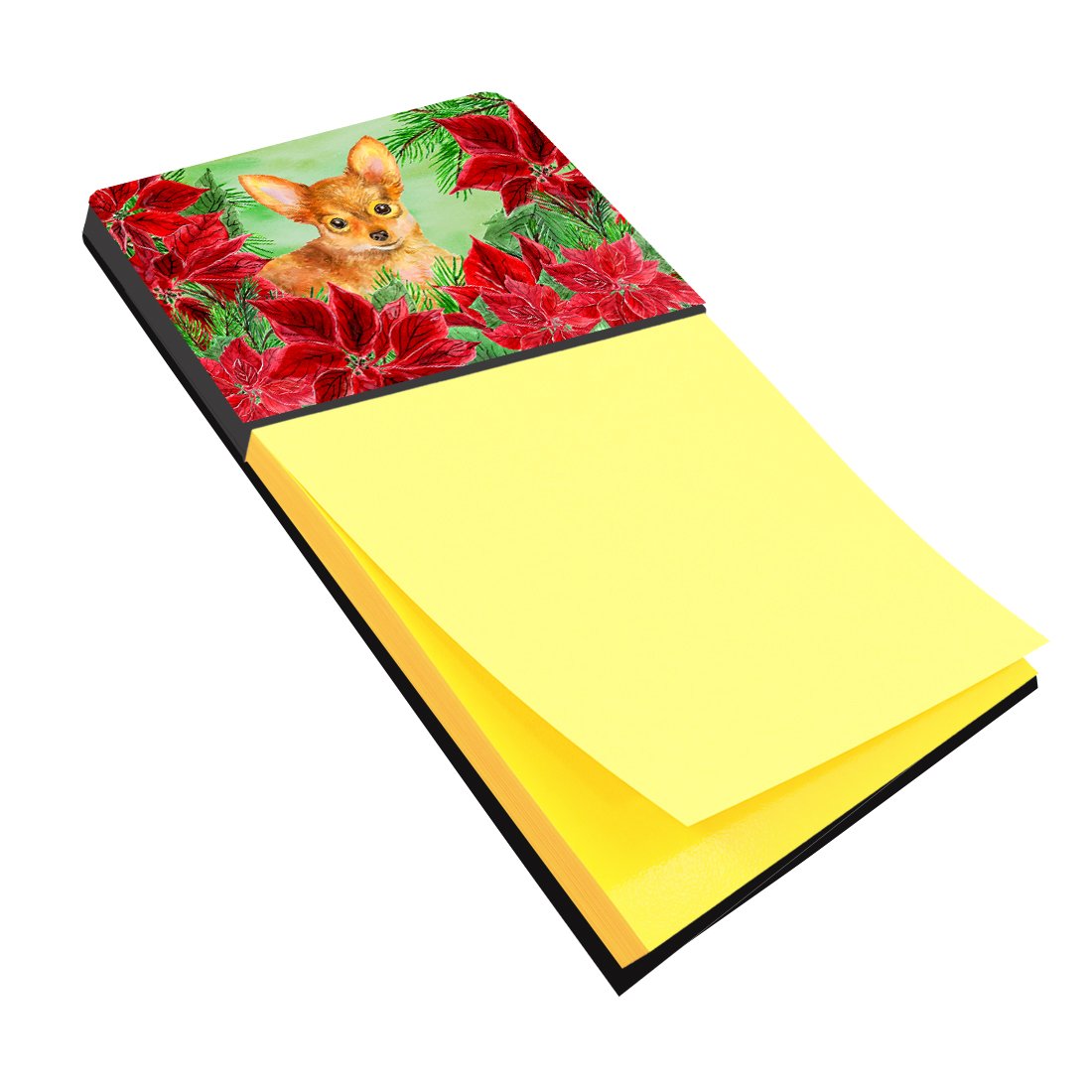 Toy Terrier Poinsettas Sticky Note Holder - Cute Dog-Themed Office Desk Organizer for Notes, Reminders & Memos | Perfect for Home, Office & School Use