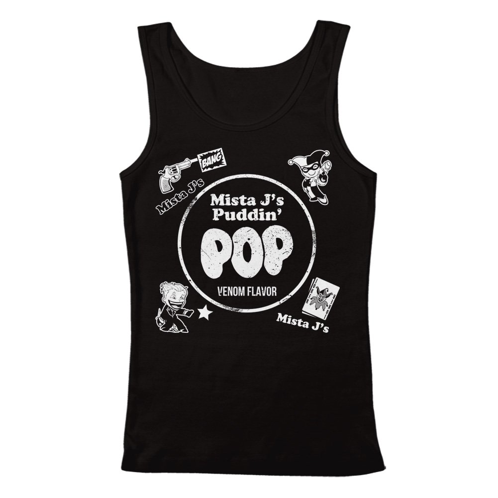GEEK TEEZ Mista J's Puddin' Pop Women's Graphic Tank Top - Harley Quinn Inspired Casual Tee for Summer, Cosplay & Comic Con