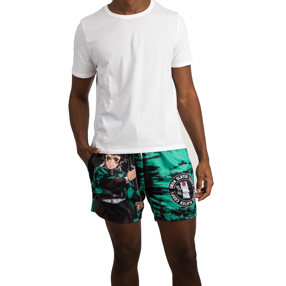 Demon Slayer Tanjiro Faux Split Wash Men's Lounge Shorts - Anime Cosplay Pajama & Casual Wear for Fans, Sleepwear & Home Comfort