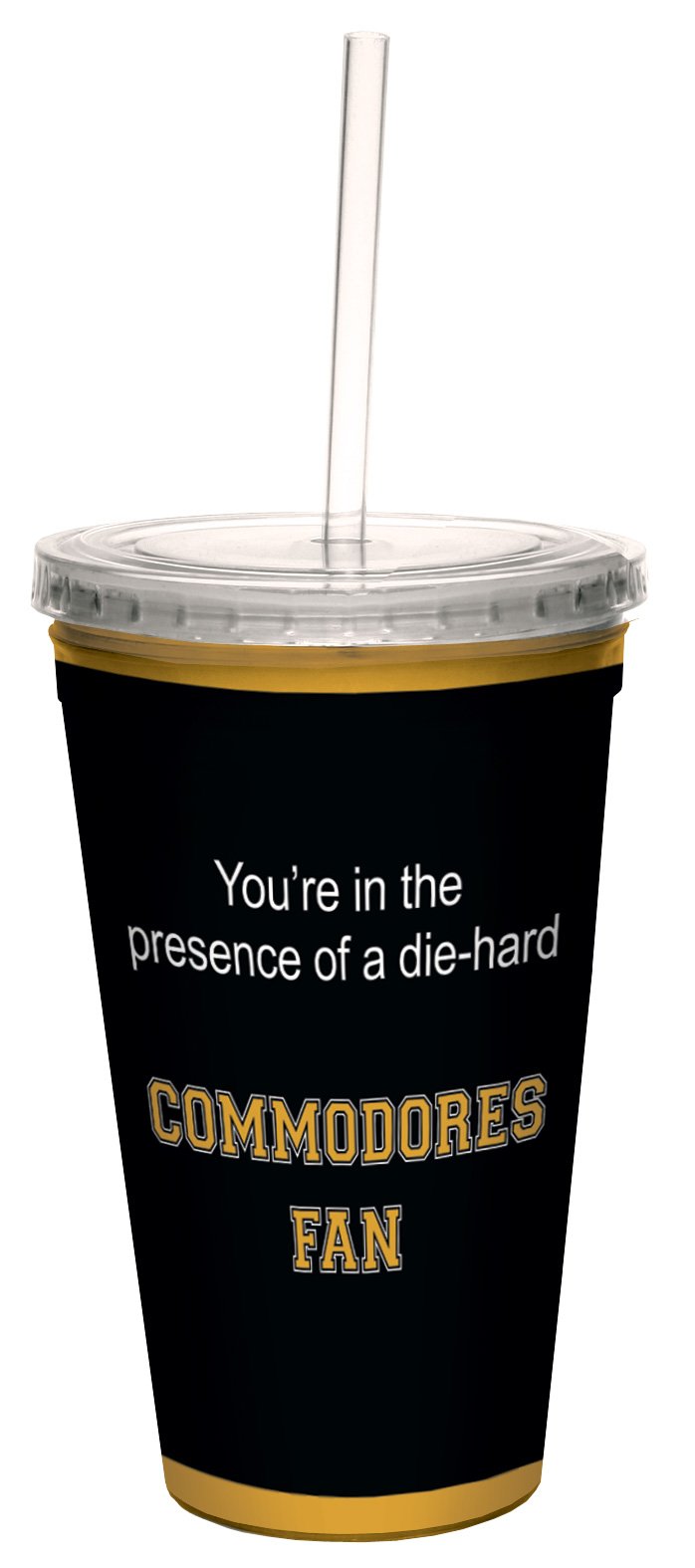 Commodores College Football Fan Artful Traveler 16-Oz Double-Walled Insulated Tumbler with Reusable Straw - Eco-Friendly Tree-Free Greetings Cup for Game Day, Travel & Office Use