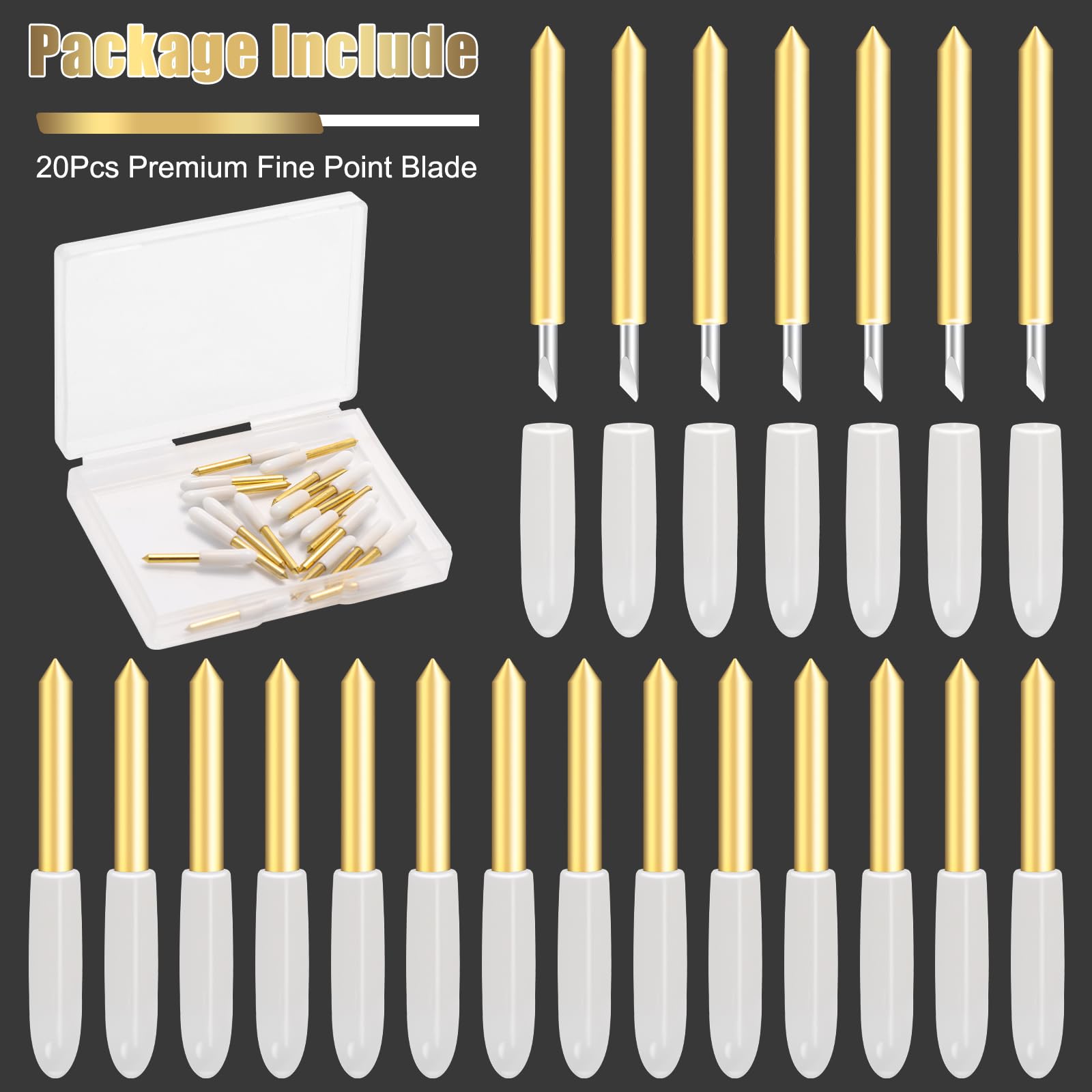 40P Premium Fine Point Blades for Cricut Explore Air 1/2/3 & Maker/Maker 3 - Replacement Cutting Blades for Vinyl, Stickers, Thin Cardstock & Film - Perfect for DIY Crafts, Scrapbooking & Home Decor Projects (40 Pack)
