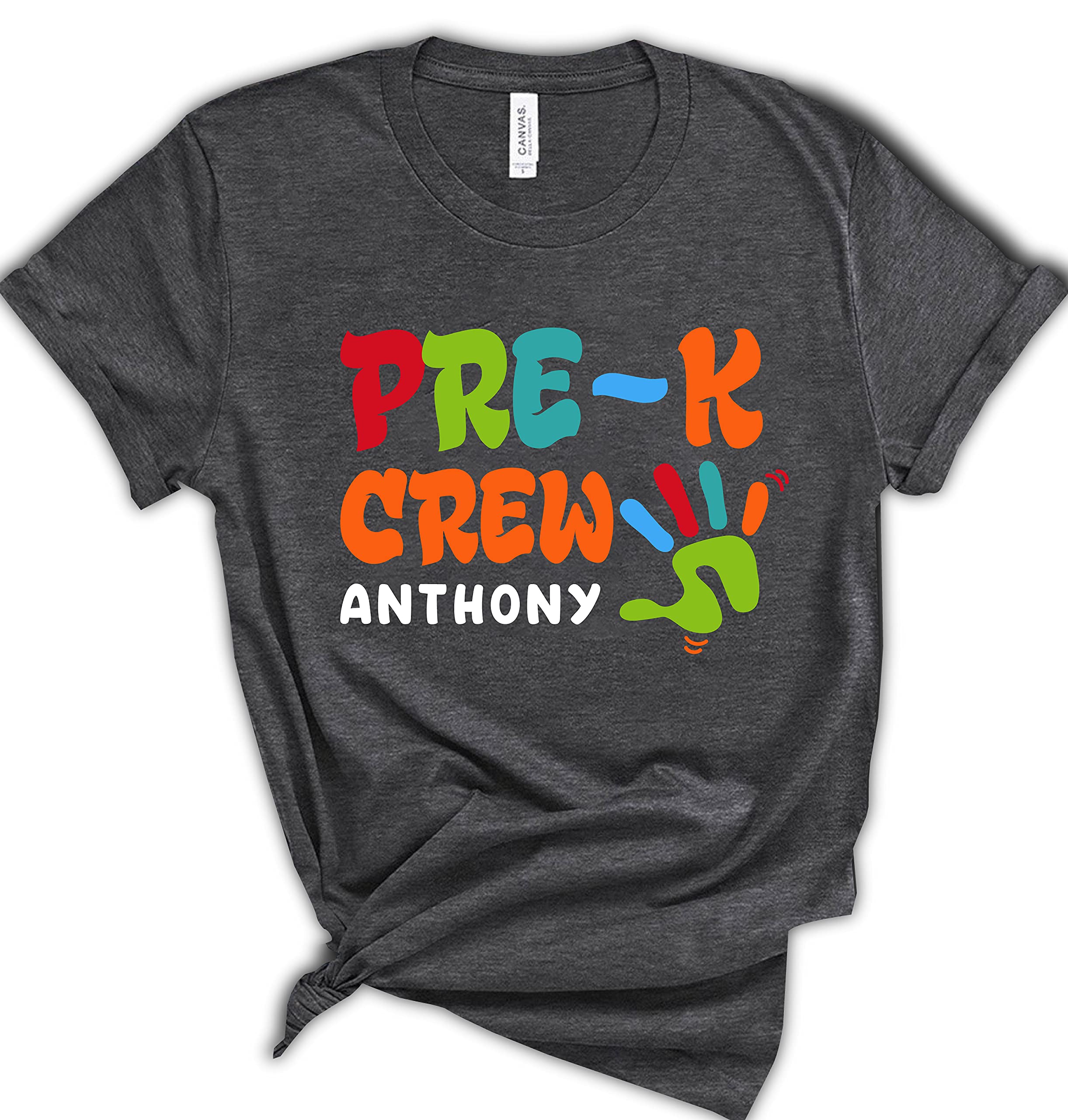 Personalized Pre-K Crew Neck T-Shirts - First Day of School Shirts for Kids & Teachers - Custom Kindergarten Teacher Gifts - Preschool Graphic Tees for Women & Men - Perfect for School Events, Classroom Activities and Teacher Appreciation Gifts