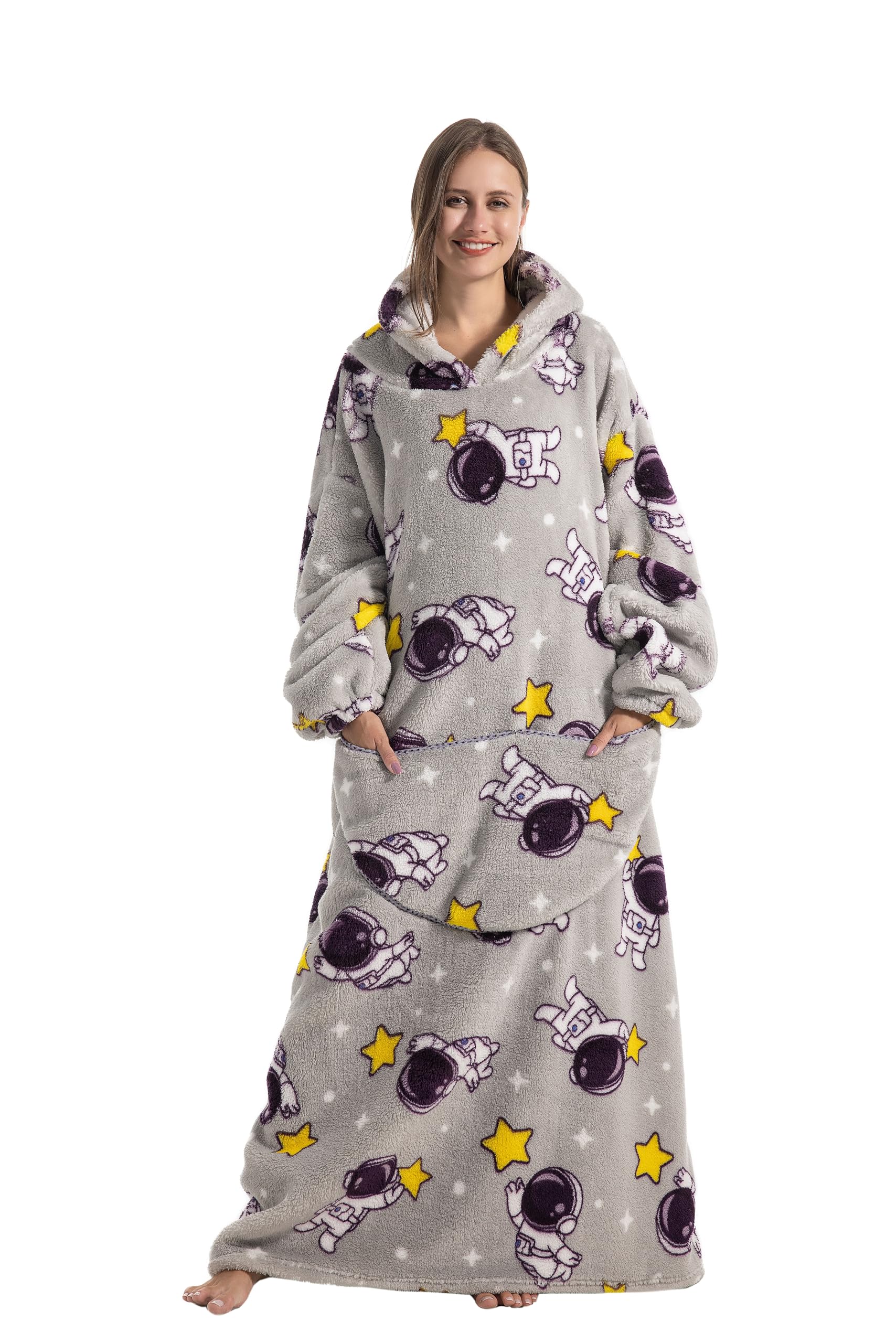 Cozy Wearable Blanket Hoodie for Women & Men - Soft Fleece Hooded Sweatshirt with Pockets, Perfect Birthday Gift for Her & Him - Great for Lounging, Camping, and Movie Nights at Home