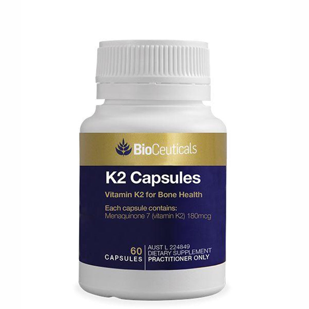 Bioceuticals Vitamin K2 Supplement - Supports Heart & Bone Health - 60 Capsules - Non-GMO, Gluten Free - Ideal for Cardiovascular Wellness & Calcium Absorption