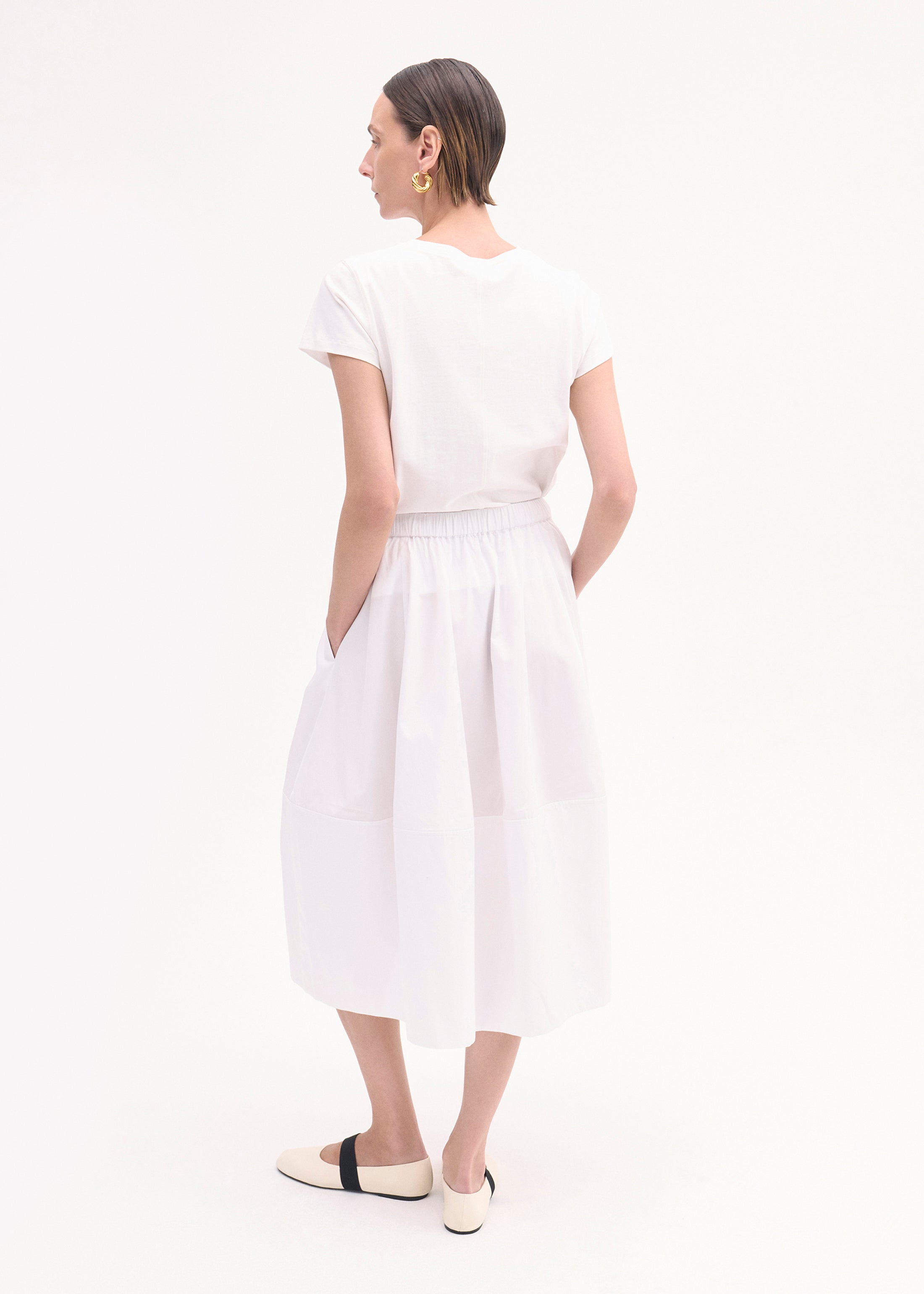 Stylish White Cotton Poplin Full Skirt for Women - Perfect for Casual Outings, Office Wear & Summer Dresses