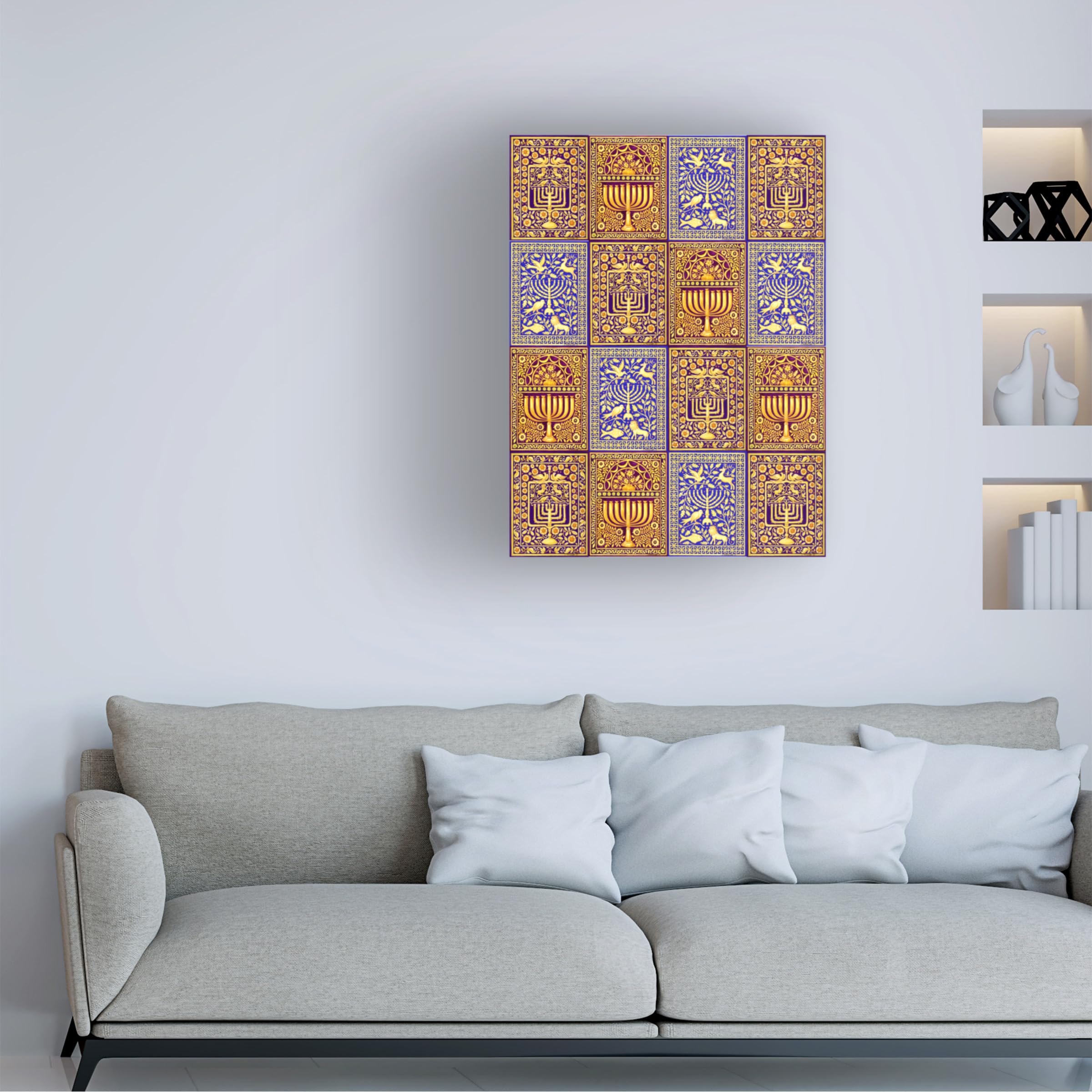 Trademark Fine Art 'Hanukkah Menorah Collage Verticals' Canvas Wall Art by Andrea Strongwater - Perfect for Jewish Holiday Decor, Home & Office Decorations