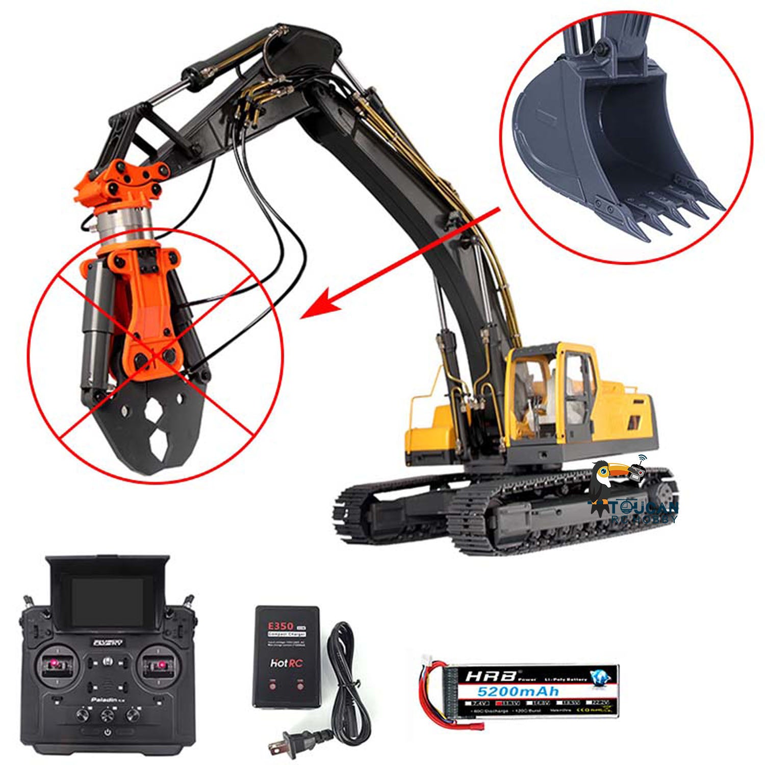 1/14 JDM 106 V2 RTR EC360 RC Hydraulic Excavator - Upgraded Remote Control Construction Vehicle with Painted Assembled Model | Perfect for Construction Enthusiasts & RC Hobbyists | Indoor & Outdoor Play, Collectible Display
