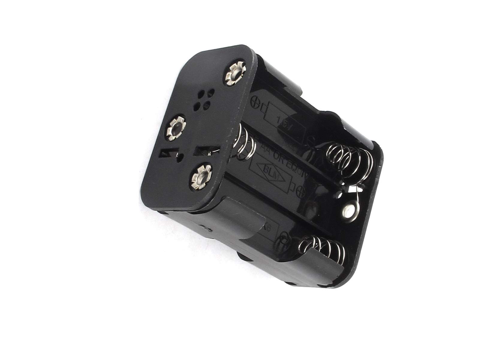 Spring Loaded 6 x 1.5V AA Battery Holder Case - Double Sided Battery Storage Box with Power Strips - Perfect for Organizing Batteries in Home, Office, or Workshop