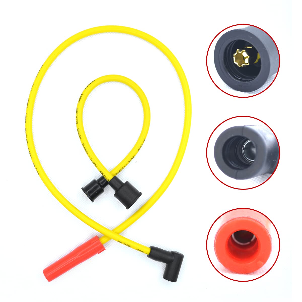 MAS Performance HEI Ignition Distributor Kit with Cap, Rotor & Spark Plug Wires - Compatible with Ford 351 400 460 Engines (65000 Volt Coil, KA-1046013, PE332U, JM6506BL) - High Performance Red HEI Upgrade for Classic Cars & Hot Rods