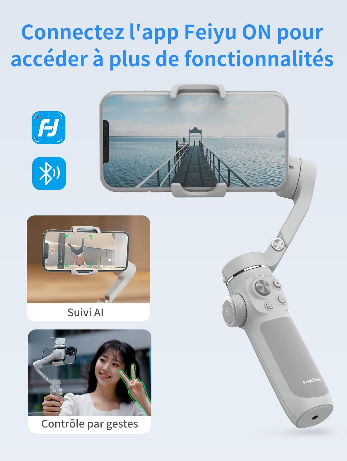 FeiyuTech Vimble 4SE Official 3-Axis Smartphone Gimbal Stabilizer for iPhone & Android Phones with AI Tracking 4.0 | Compact & Foldable Design for YouTube, TikTok, Vlogging & Live Streaming | Perfect for Travel Vlogs, Social Media Content Creation & Smooth Video Recording