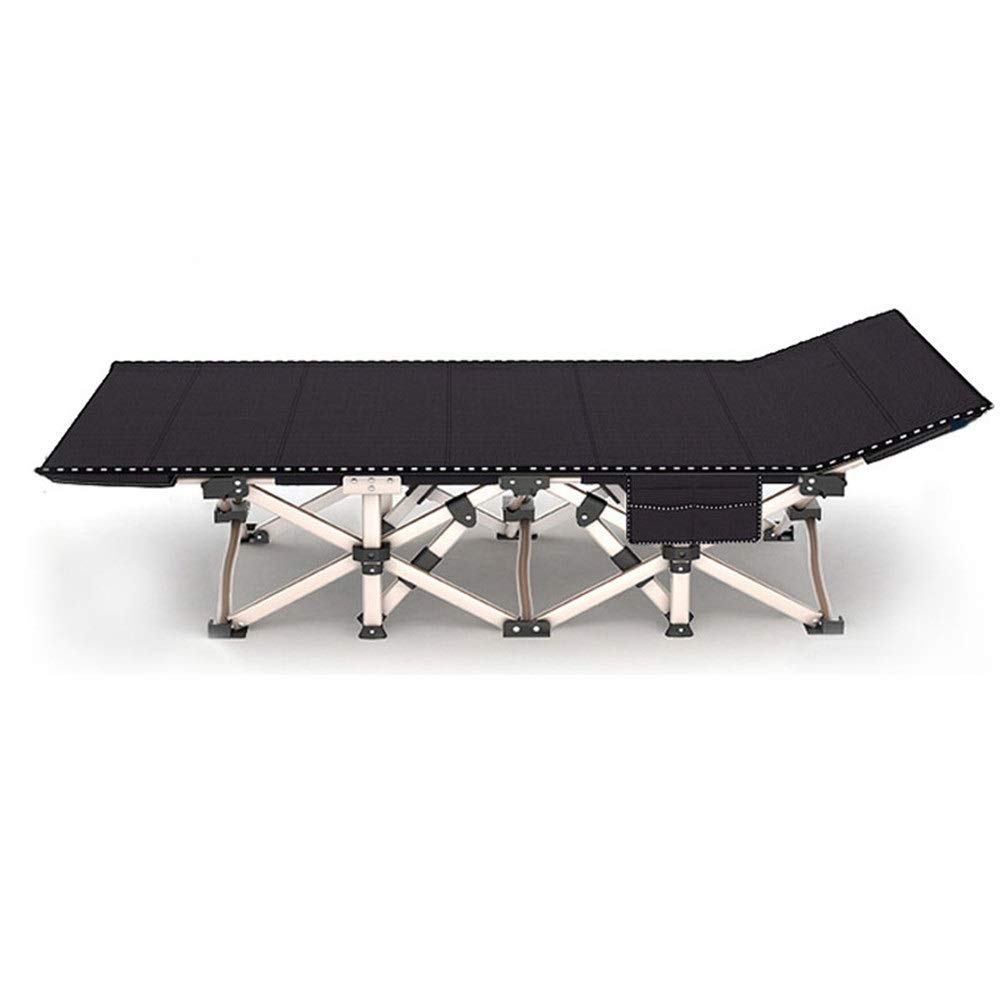 KXA Adjustable Folding Bed with Backrest - Portable Metal Frame Sun Lounger, Breathable Reclinable Guest Bed (Black, 190x75x35cm) - Perfect for Patio, Poolside, Camping & Indoor Use