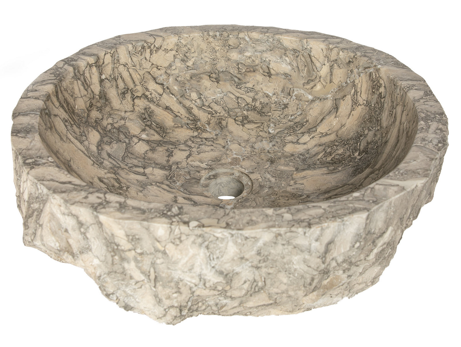 Rustic Grigio Marble Bathroom Sink with Natural Rough Exterior - Perfect for Farmhouse, Vintage & Industrial Style Home Decor