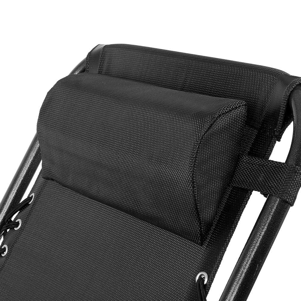 Gardeon Set of 2 Zero Gravity Reclining Chairs - Outdoor Patio Sun Lounger, Folding Camping Chair with Adjustable Backrest (Black) - Perfect for Backyard, Poolside, Beach, and RV Relaxation