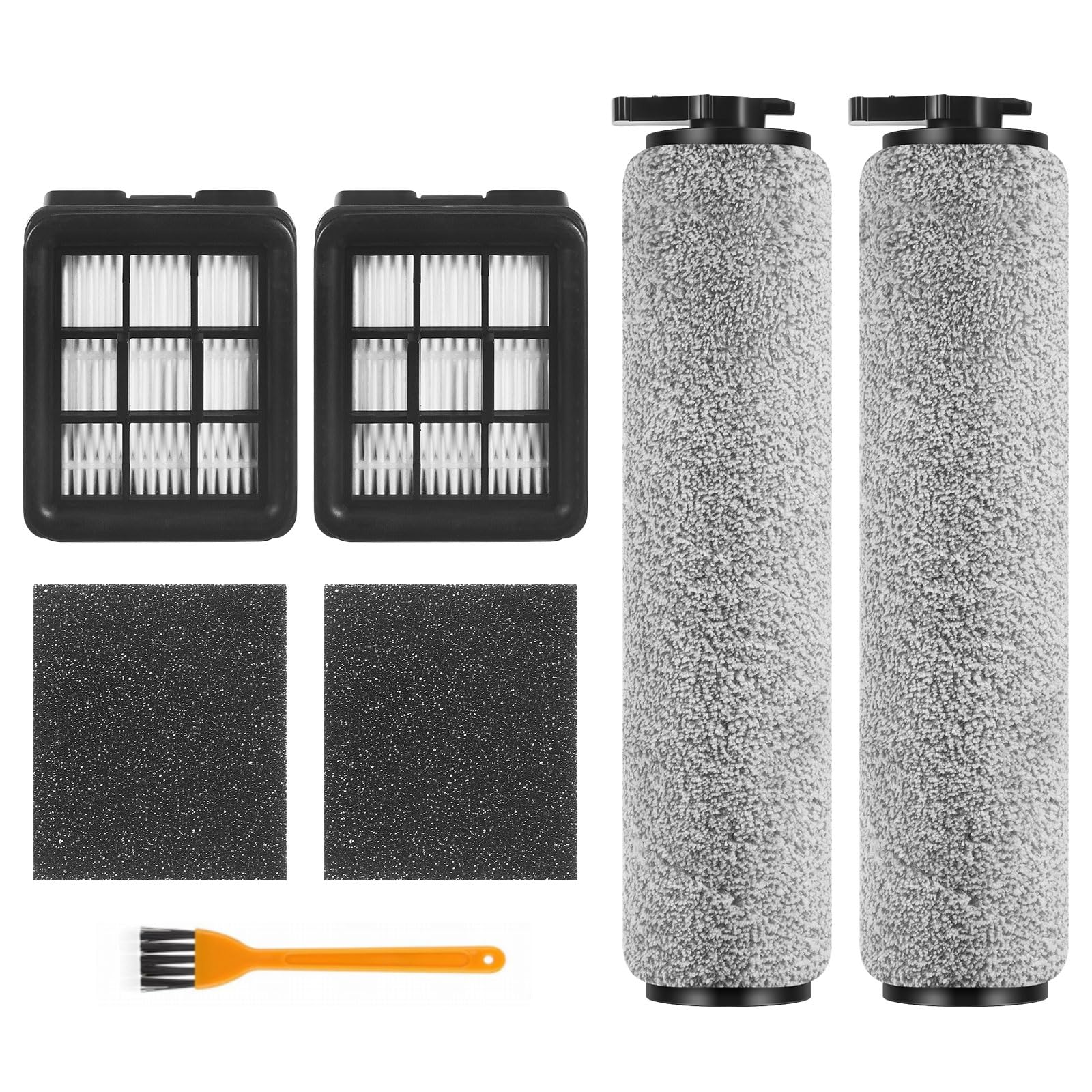 Bissell HF3 3649A Vacuum Replacement Parts - 2 Multi-Surface Brush Rollers & 2 HEPA Filters with Cleaning Brush - Compatible with Bissell HF3 Crosswave Vacuum Cleaner - Perfect for Hardwood Floors, Tile & Carpet Cleaning