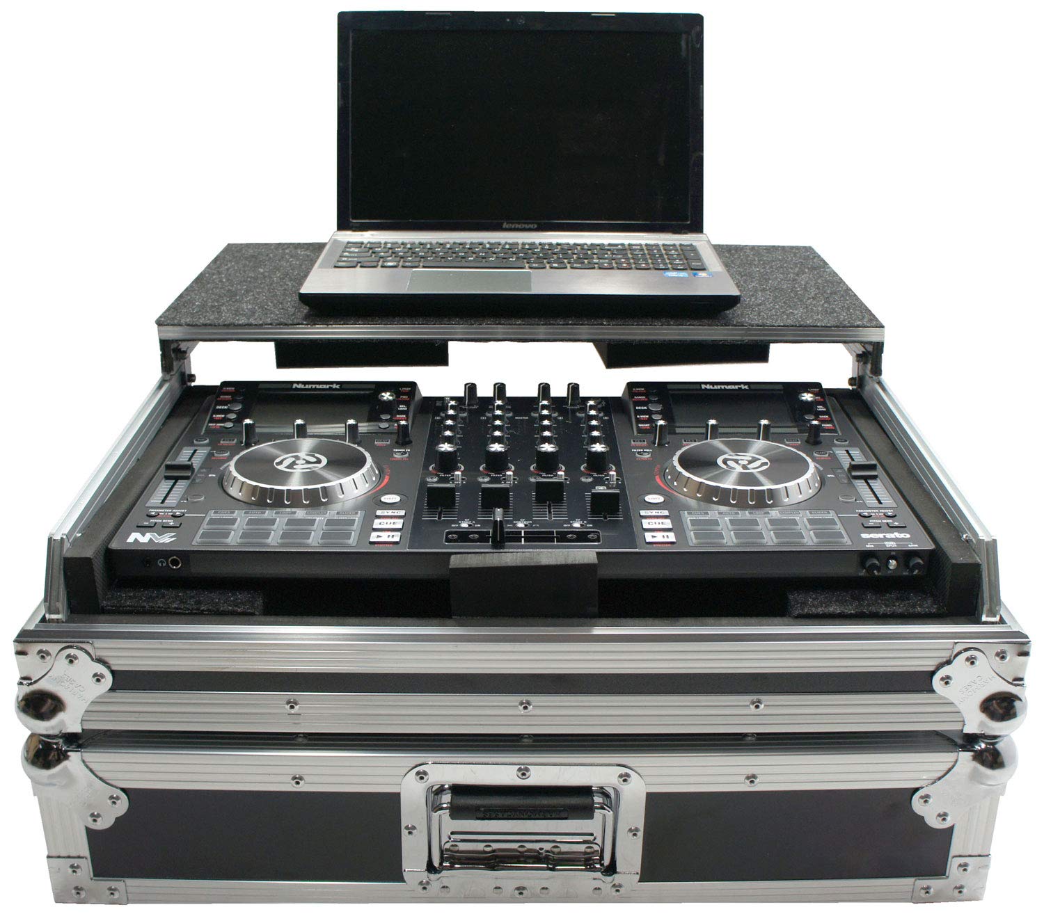 Numark NV II DJ Case - Harmony Audio HCNVLT Flight Glide Laptop Stand & Custom Road Case for DJ Equipment | Perfect for Club Gigs, Touring & Mobile DJ Setup