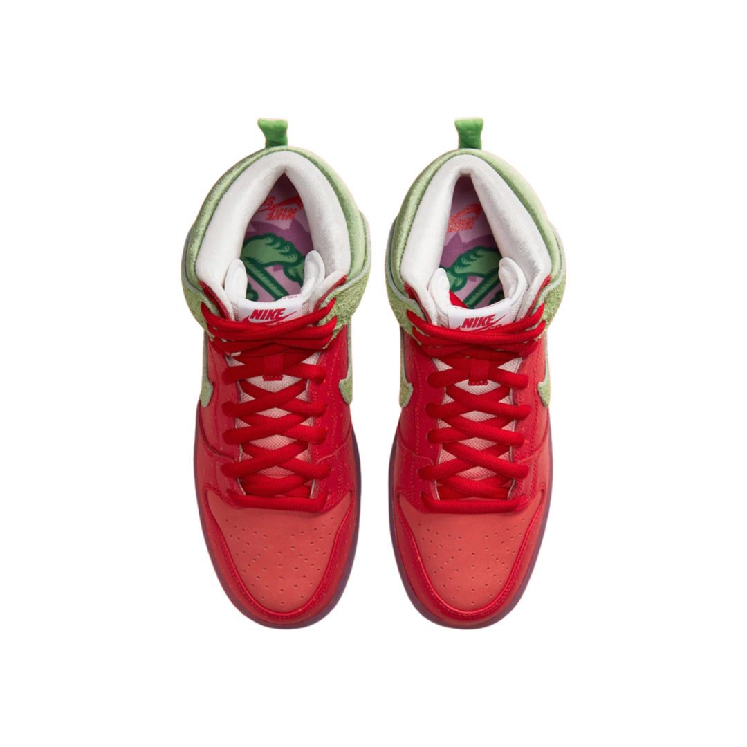 Nike Dunk High Top Sneakers - Strawberry Cough Colorway, University Spanish Green & White - Perfect for Streetwear, Casual Outfits & Sneaker Collectors