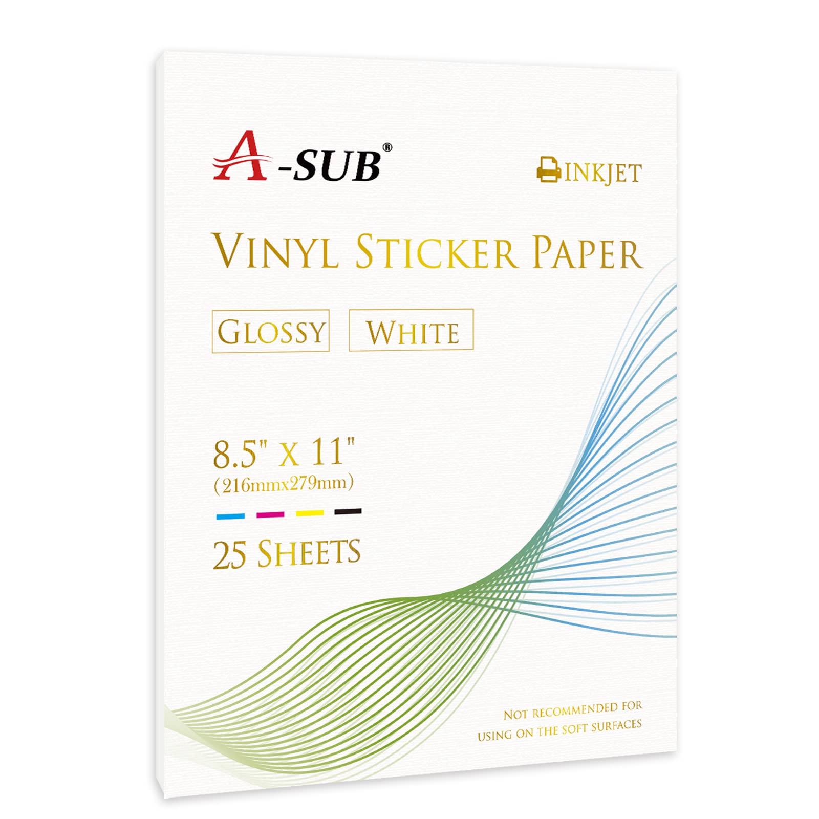 A-SUB Waterproof Printable Vinyl Sticker Paper Bundle - Glossy & Clear Inkjet Sticker Sheets for DIY Crafts, Labels, Decals & Scrapbooking Projects