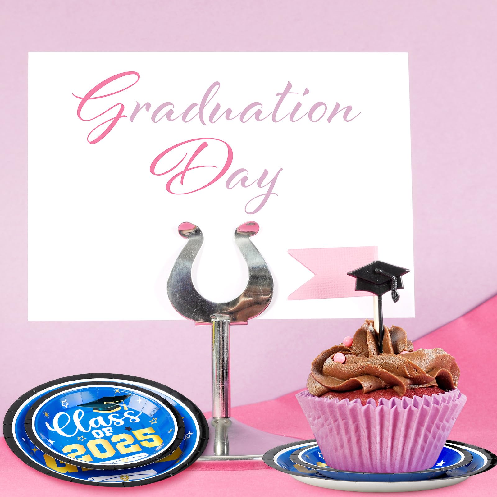 Irenare 200 Pcs Graduation Plates 2025 - Disposable Paper Plates for Graduation Party, Congrats Grad Dinner & Dessert Plates, Blue & Gold Decorations - Perfect for Graduation Ceremonies, College Parties & Celebration Events