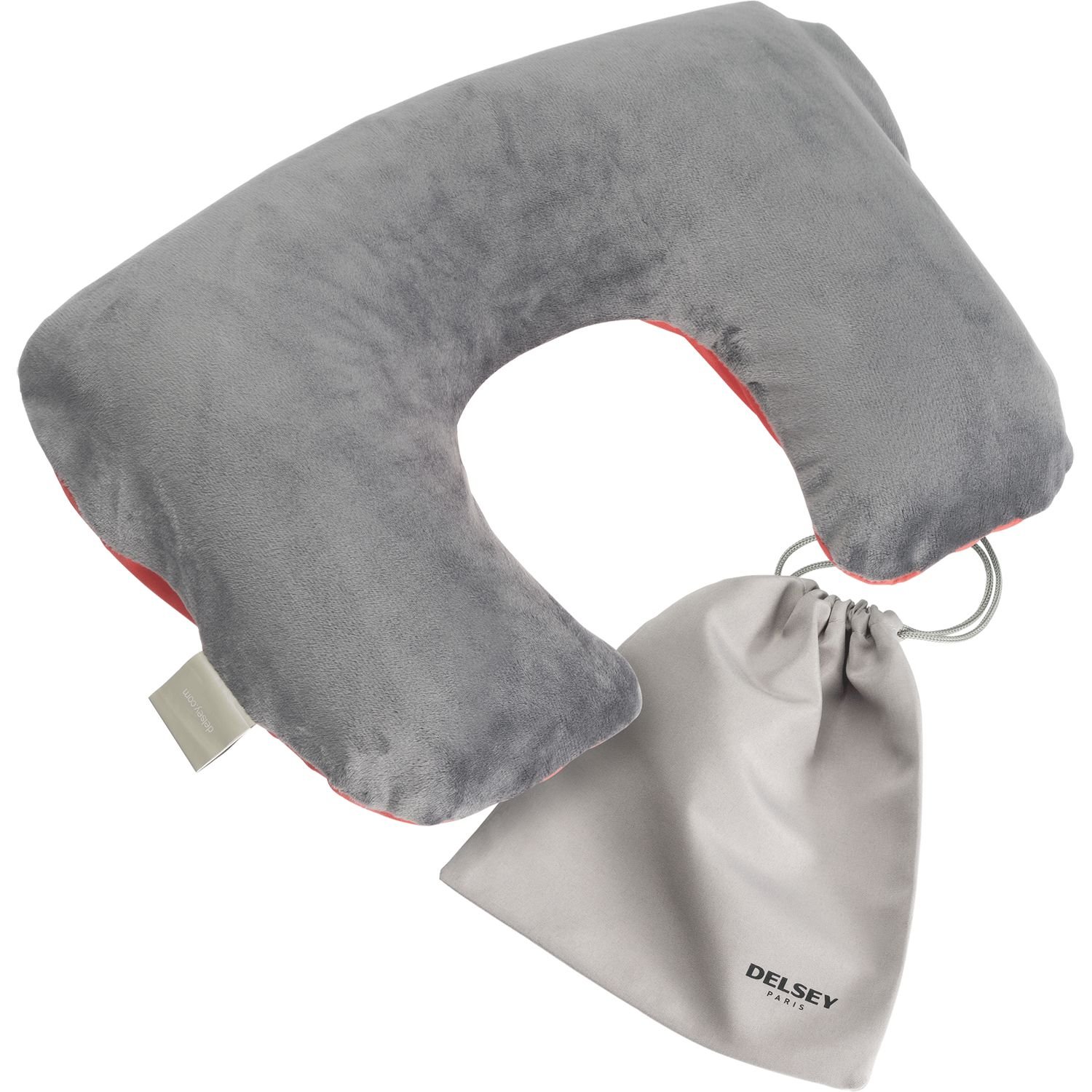 Delsey Paris Red Travel Pillow for Neck Support - Soft Memory Foam Airplane Pillow (394026004) - Perfect for Long Flights, Road Trips & Office Naps