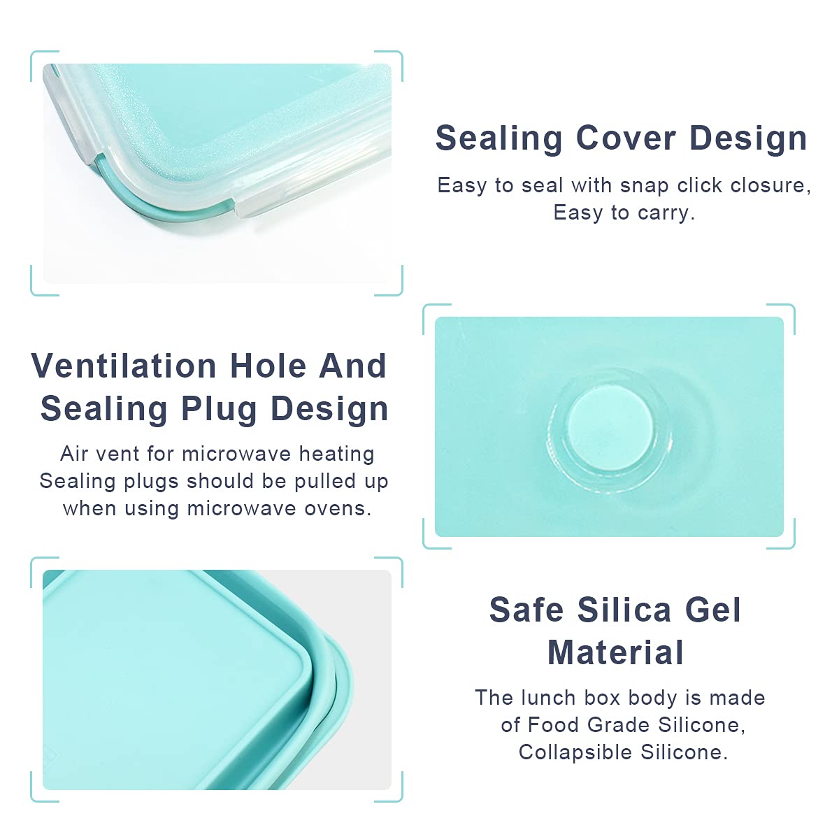 BJ Collapsible Food Storage Containers with Lids - 4-Piece Rectangle BPA-Free Meal Prep Bowls Set | Space-Saving Stackable Design for Camping, RV Travel & Home Kitchen Organization | Dishwasher Safe & Leak-Proof Blue Containers