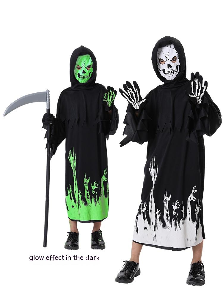 Glow in the Dark Halloween Death Costume - Scary Skeleton Outfit for Adults & Teens - Perfect for Halloween Parties, Haunted Houses & Cosplay Events