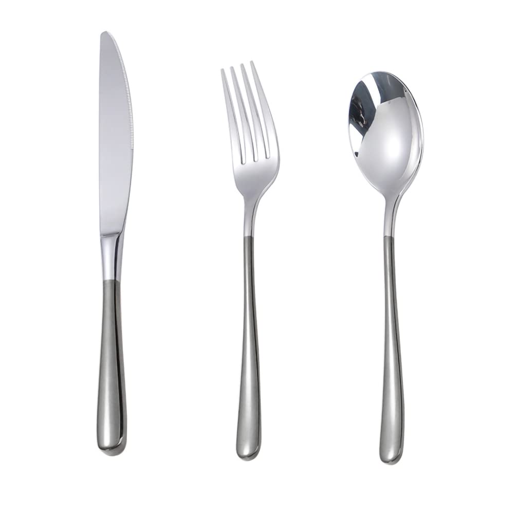 36-Piece Stainless Steel Flatware Set for 12 - Premium Silverware Cutlery Set with Dinner Knives, Forks & Spoons - Modern Mirror Polished Design, Dishwasher Safe (Black) - Perfect for Dinner Parties, Restaurants & Everyday Dining