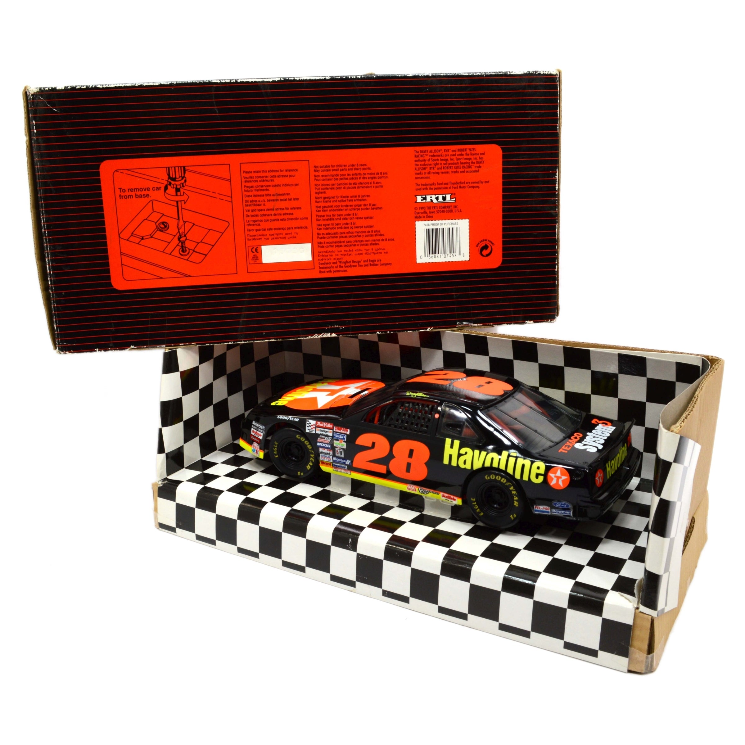 1:18 Scale ERTL Diecast Havoline Thunderbird 1993 American Muscle Car Model - Collectible Vintage Toy for Display & Racing Enthusiasts