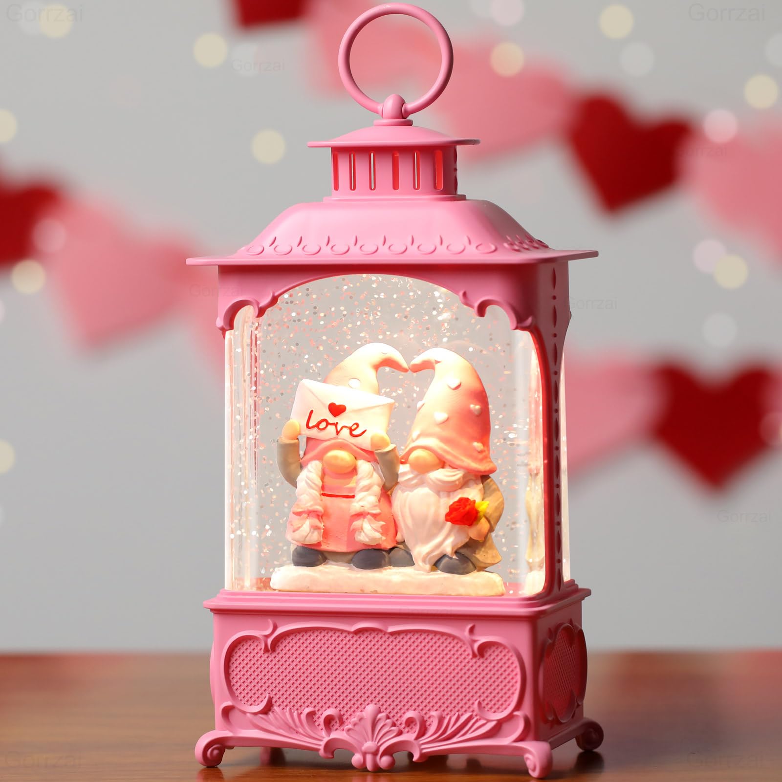 Gnome Snow Globe Lantern - Musical Lighted Home Decor with Swirling Glitter, USB/Battery Powered, Auto Timer - Perfect for Christmas Decorations, Gift Giving & Cozy Winter Nights